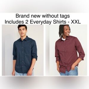 NWT! 2 pk Men’s Regular Fit Built-In Flex Everyday Poplin Shirt - Size XXL